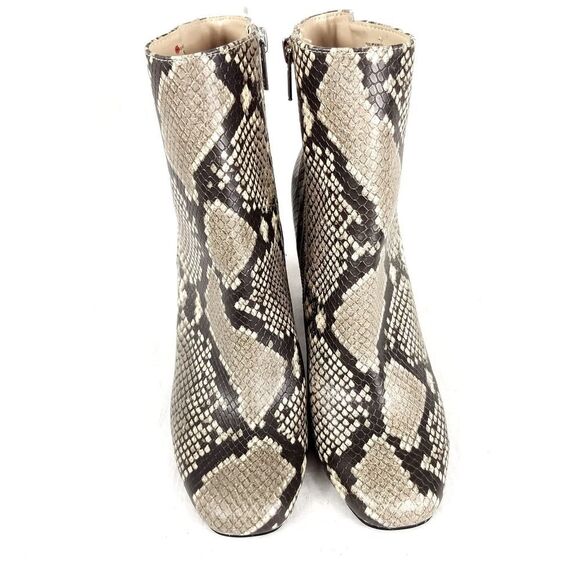 NEW Steve Madden Pixie Natural Snake Print Block Heel Ankle Boot Bootie Size 8 - Picture 3 of 8